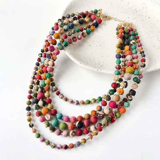 Intertwining Kantha Beads Necklace