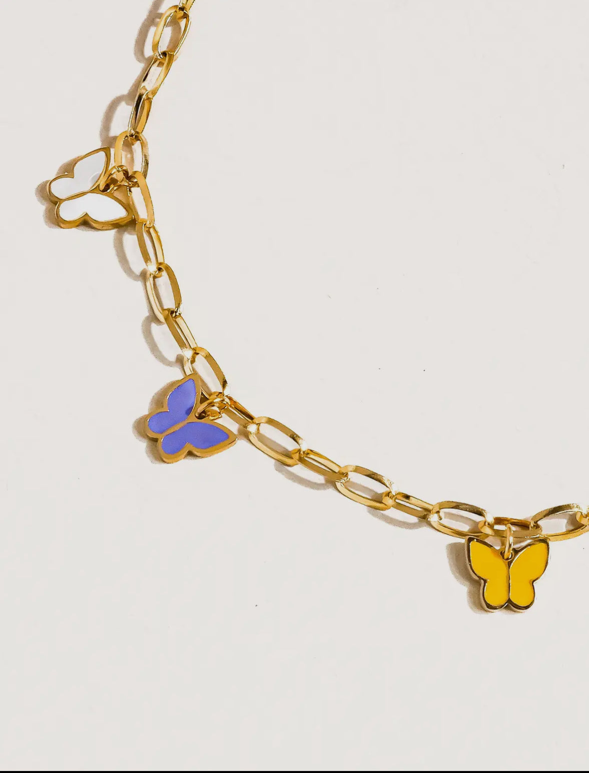 18K Gold Non-Tarnish Multi-Color Butterfly Anklets