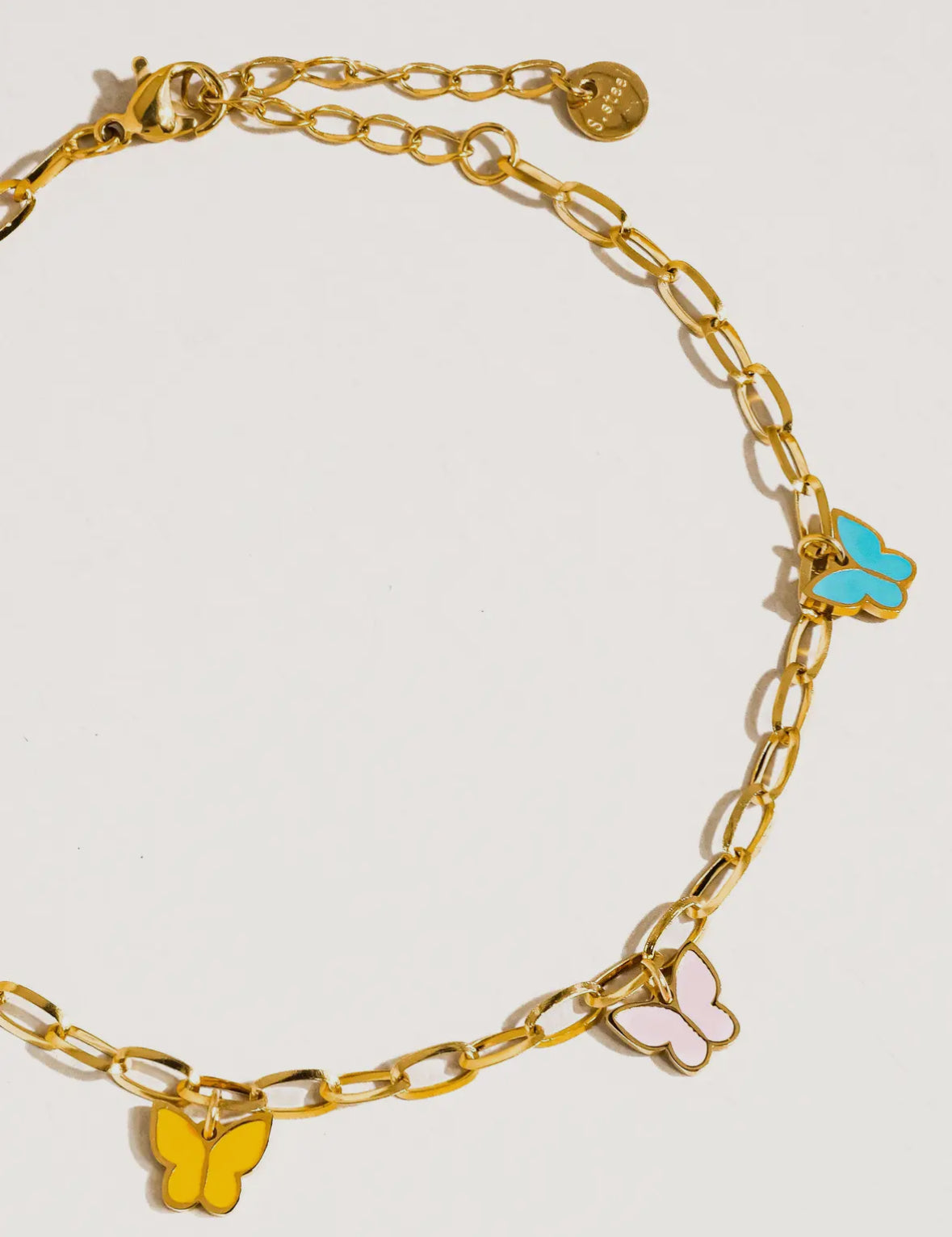 18K Gold Non-Tarnish Multi-Color Butterfly Anklets